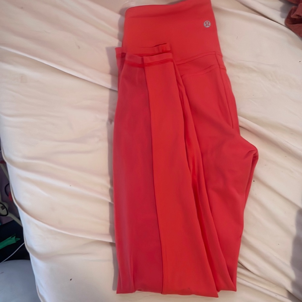 orange lulu lemon leggings size 6